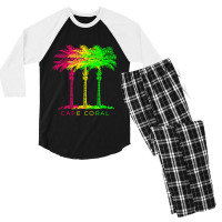 Cape Coral Florida And Palm Trees Men's 3/4 Sleeve Pajama Set | Artistshot