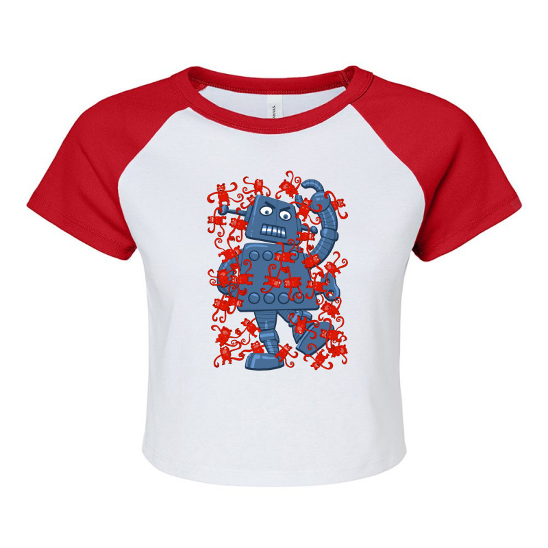 Monkeys Vs Robot Raglan Crop Top by AUSTINEMATTEIS | Artistshot