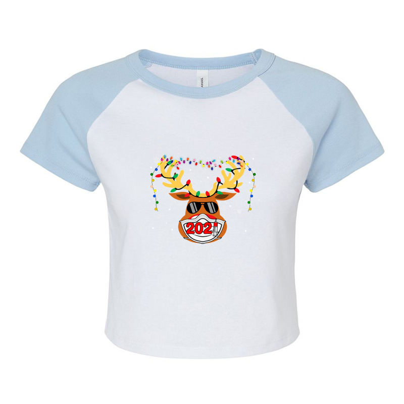 Reindeer In Mask Vaccination Merry 1 Raglan Crop Top by MaryWright | Artistshot