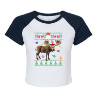 Limited Edition Ugly Sweater Christmas Animals Santa Moose Lover Raglan Crop Top | Artistshot