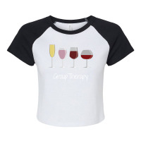 Funny Women Wine Gift Idea Tee - Group Therapy Long Sleeve Raglan Crop Top | Artistshot