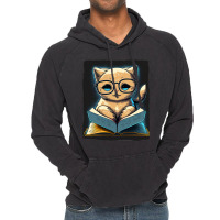 Cat Kitten Book Books Reading Fantasy Reader Vintage Hoodie | Artistshot