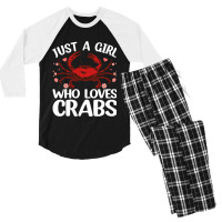 Cool Crab For Women Girls Crab Eating Lover Lobste Men's 3/4 Sleeve Pajama Set | Artistshot