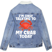 Cute Crab Design For Crab Lover Seafood Cool Crust Unisex Sherpa-lined Denim Jacket | Artistshot