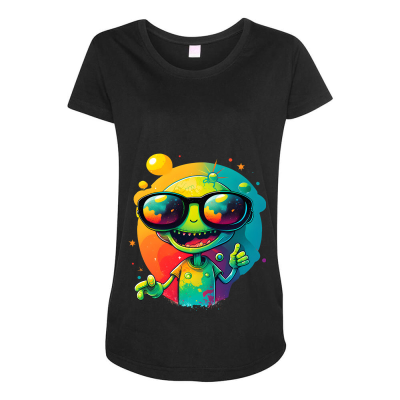 Cute Looking Alien We´ll Come At Earth Funny Spac Maternity Scoop Neck T-shirt by SamiaJarga | Artistshot