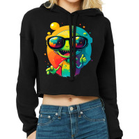 Cute Looking Alien We´ll Come At Earth Funny Spac Cropped Hoodie | Artistshot