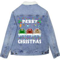 Cute Crab Merry Christmas Animals Lover Xmas Light Unisex Sherpa-lined Denim Jacket | Artistshot