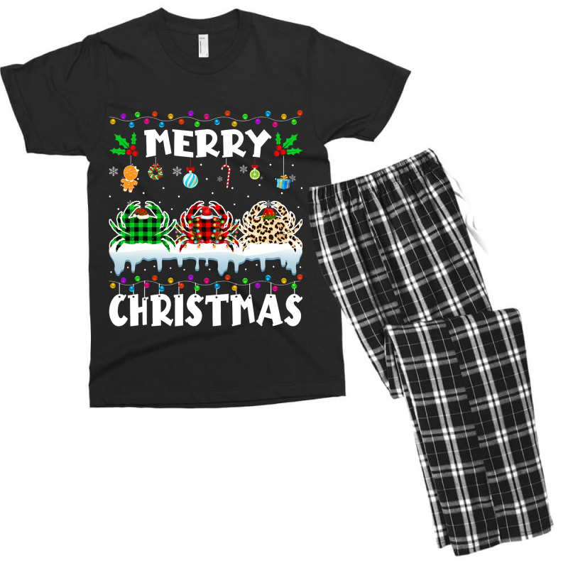 Cute Crab Merry Christmas Animals Lover Xmas Light Men's T-shirt Pajama Set | Artistshot