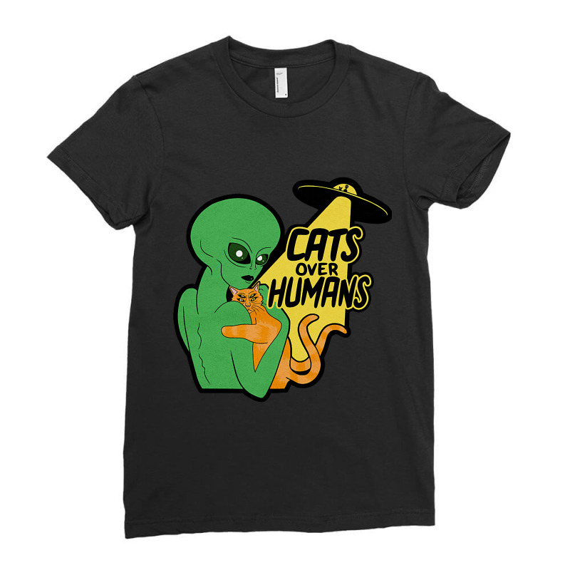 Cat Lover 2cats Over Humans Alien Ladies Fitted T-Shirt by GwendalyForsberg | Artistshot