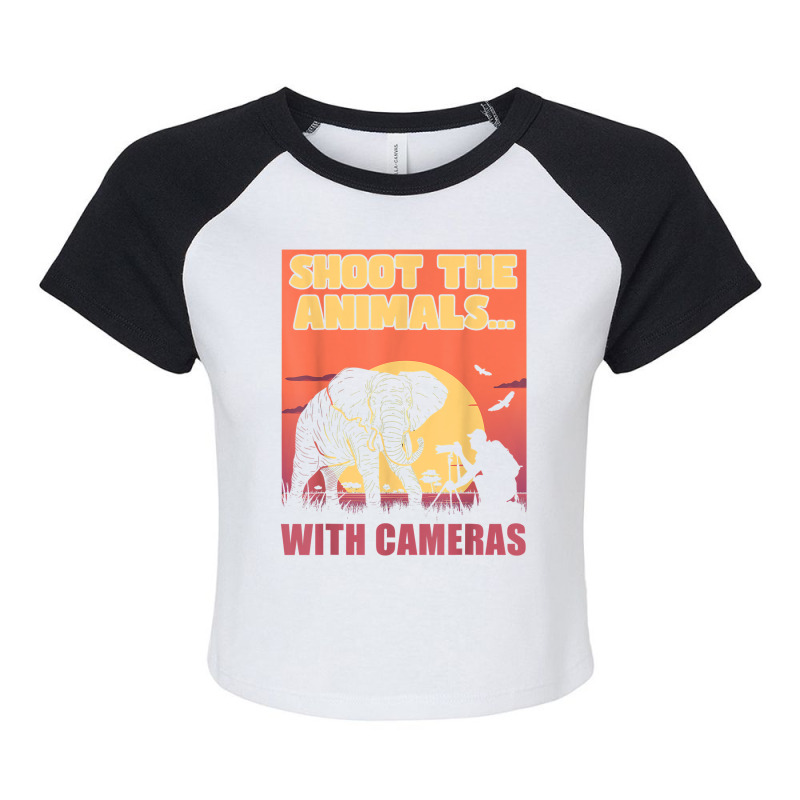 Shoot The Animals… With Cameras Photographer Camera T Shirt Raglan Crop Top by katheleenweb0 | Artistshot