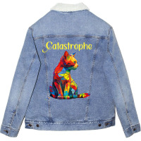 Catastrophe Cat Kitten Stained Glass Suncatch Funn Unisex Sherpa-lined Denim Jacket | Artistshot