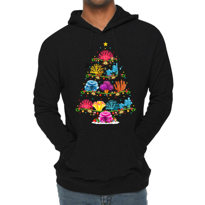 Coral Lover Lights Xmas Santa Coral Christmas Tree Lightweight Hoodie | Artistshot