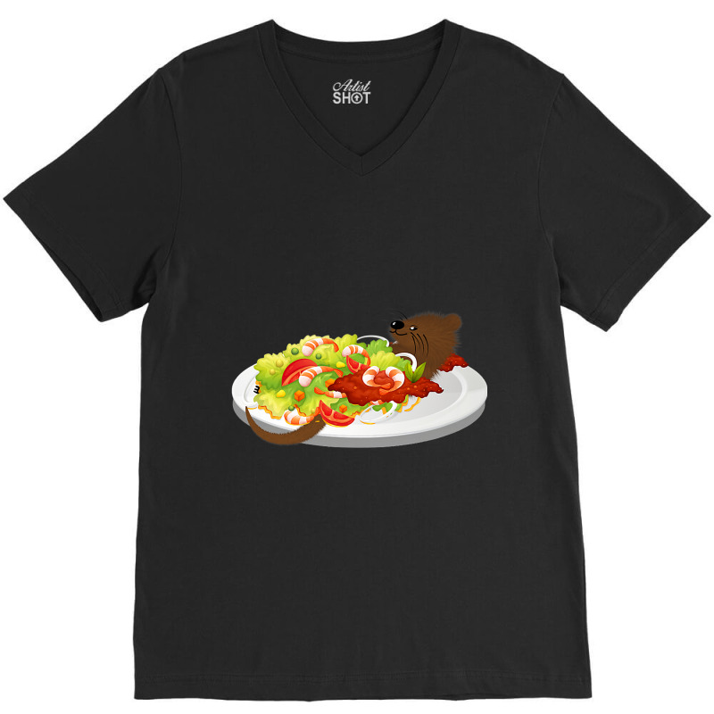 Cute Otter In A Shrimp Salad V-neck Tee | Artistshot