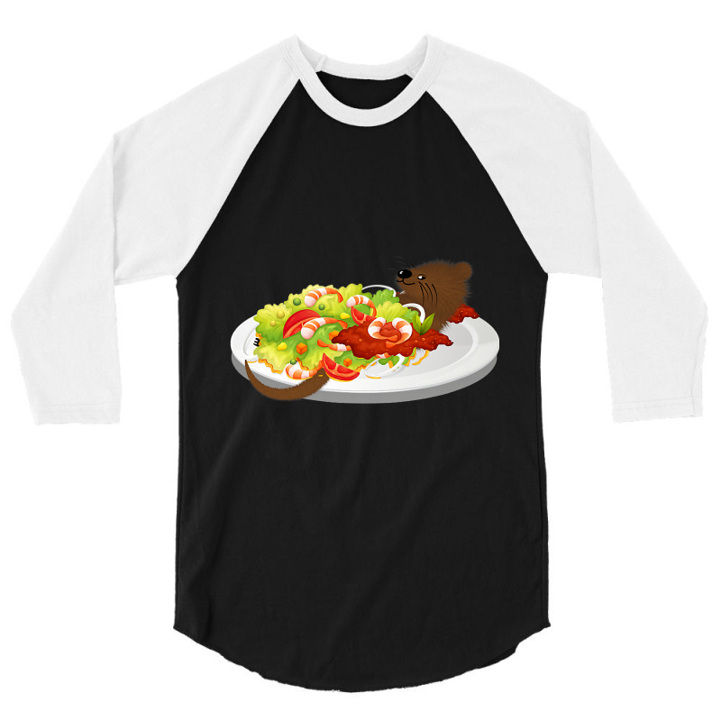 Cute Otter In A Shrimp Salad 3/4 Sleeve Shirt | Artistshot