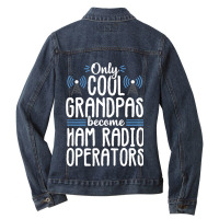 Cool Grandpas Ham Radio Operator Amateur Radio Gif Ladies Denim Jacket | Artistshot