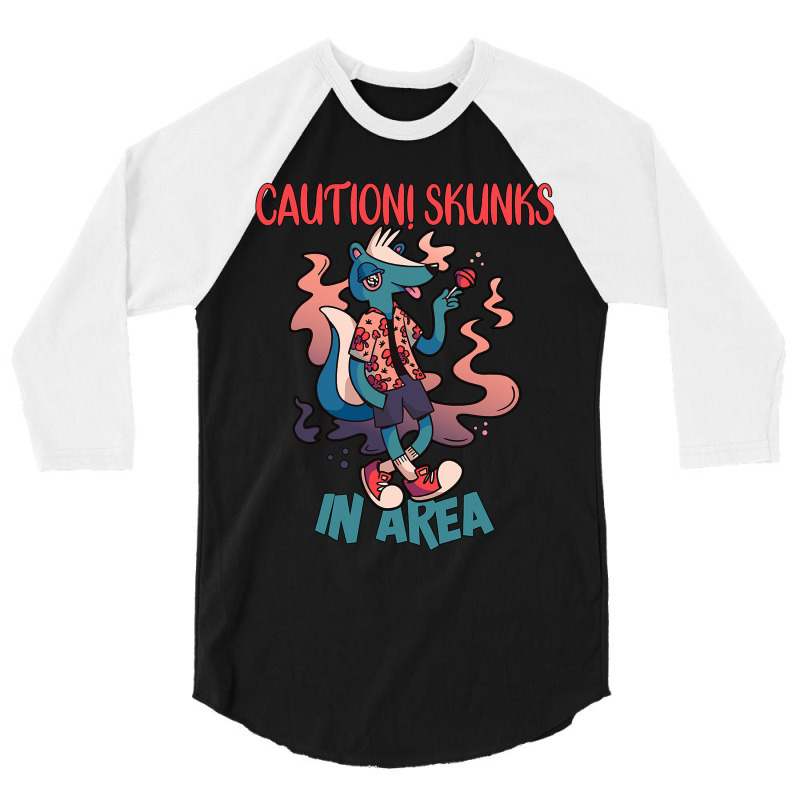 Caution Skunks In Area 3/4 Sleeve Shirt | Artistshot