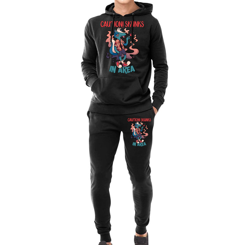 Caution Skunks In Area Hoodie & Jogger Set | Artistshot