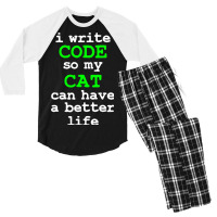 Code Coding Computer Science Cat Gift Men's 3/4 Sleeve Pajama Set | Artistshot