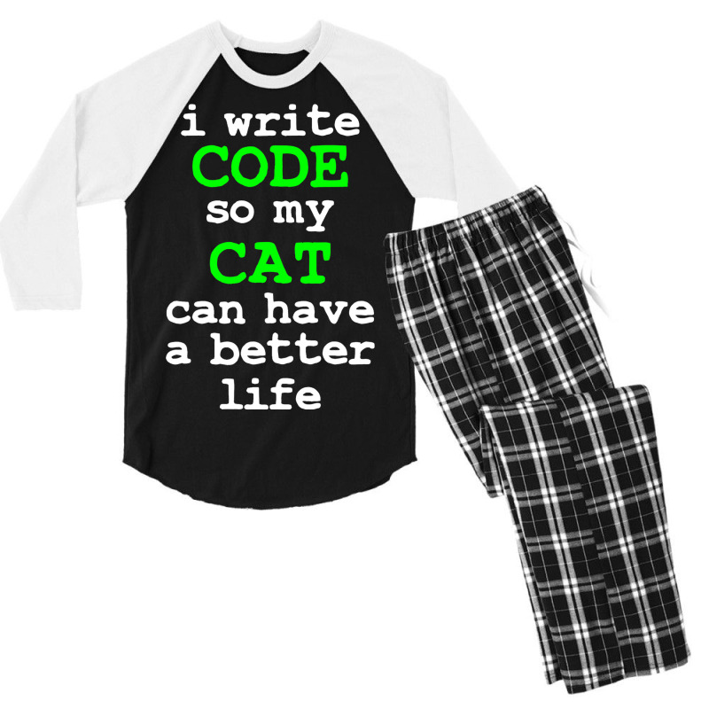 Code Coding Computer Science Cat Gift Men's 3/4 Sleeve Pajama Set | Artistshot