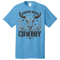 Western Bull Skull Simmer Down Cowboy Cowgirl Country Basic T-shirt | Artistshot