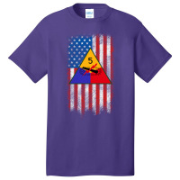 5th Armored Division 5th Ad American Flag Long Sleeve T Shirt Basic T-shirt | Artistshot