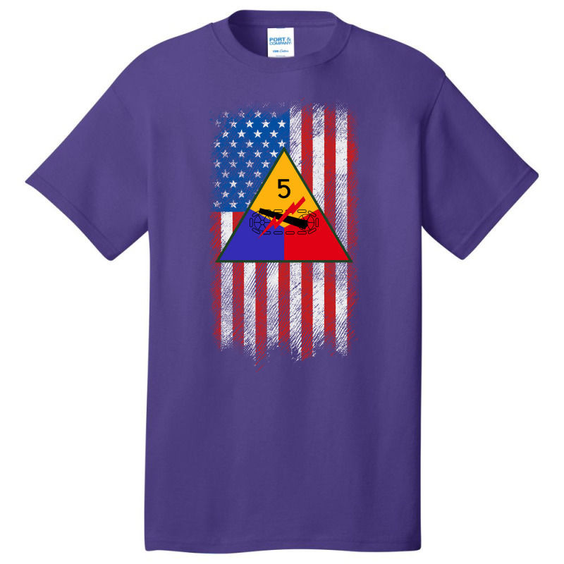 5th Armored Division 5th Ad American Flag Long Sleeve T Shirt Basic T-shirt | Artistshot