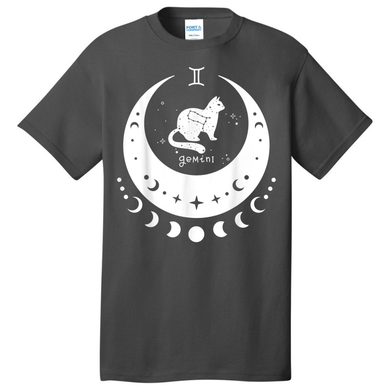 Zodiac Gemini Horoscope Astrology Sign Cat Crescent Moon T Shirt Basic T-shirt | Artistshot