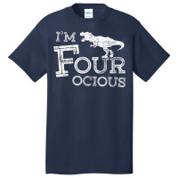 4th Birthday 4 Year Old Boy Four-ocious Dinosaur Gift Party Gifts Men Basic T-shirt | Artistshot