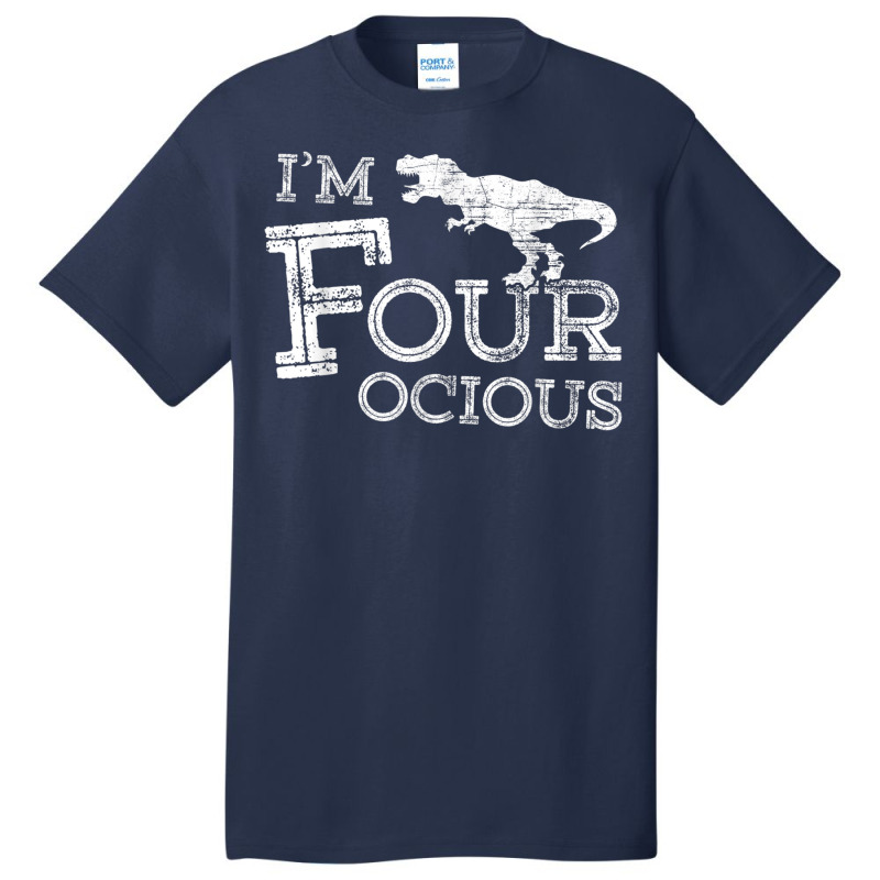 4th Birthday 4 Year Old Boy Four-ocious Dinosaur Gift Party Gifts Men Basic T-shirt | Artistshot