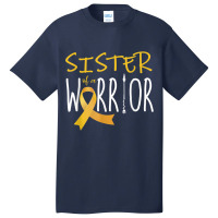 Childhood Cancer Awareness Sister Of A Warrior Basic T-shirt | Artistshot