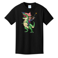 Machine Gun Trump On T Rex Dinosaur With American Flag Tank Top Basic Youth T-shirt | Artistshot