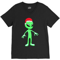 Christmas Funny Alien Santa Hat Xmas Pajama For Bo V-neck Tee | Artistshot