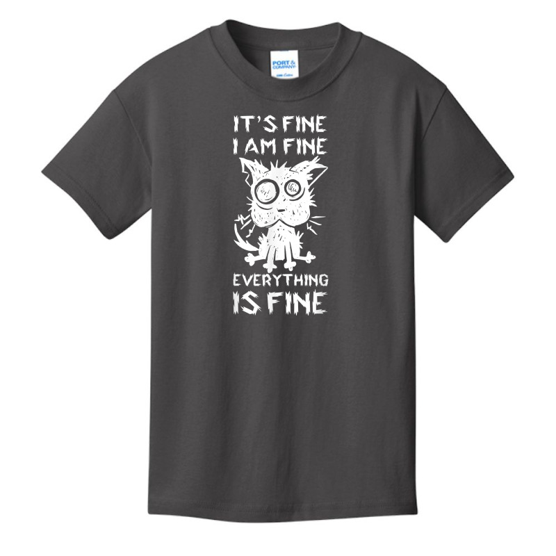 It's Fine I'm Fine Everything Is Fine Stressed Out Black Cat T Shirt Basic Youth T-shirt by sowleomballoucgp | Artistshot