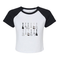 Black And White Guitar 1 Raglan Crop Top | Artistshot