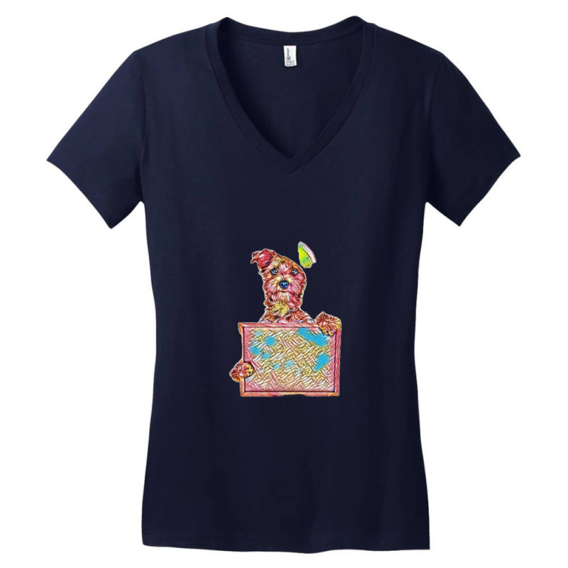 Dog Against A White Backdrop Women's V-Neck T-Shirt by Kemnabi | Artistshot