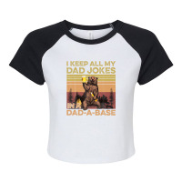 Fathers Day Dad Bod I Keep All My Dad Jokes In A Dad-a-base Raglan Crop Top | Artistshot