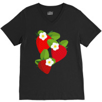 Strawberry T  Shirt Strawberries And Blossoms T  Shirt V-neck Tee | Artistshot