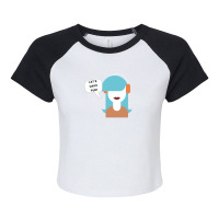 Pop Art Girl With Headphones Drawing Raglan Crop Top | Artistshot