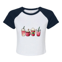 Valentine Coffee Heart Iced Coffee Lover Valentine Day Women Raglan Crop Top | Artistshot