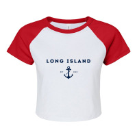 Long Island New York Est 1640 Raglan Baseball Tee Raglan Crop Top | Artistshot