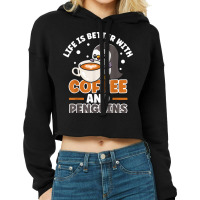 Coffee And Penguin Cute Sea Bird King Emperor Peng Cropped Hoodie | Artistshot