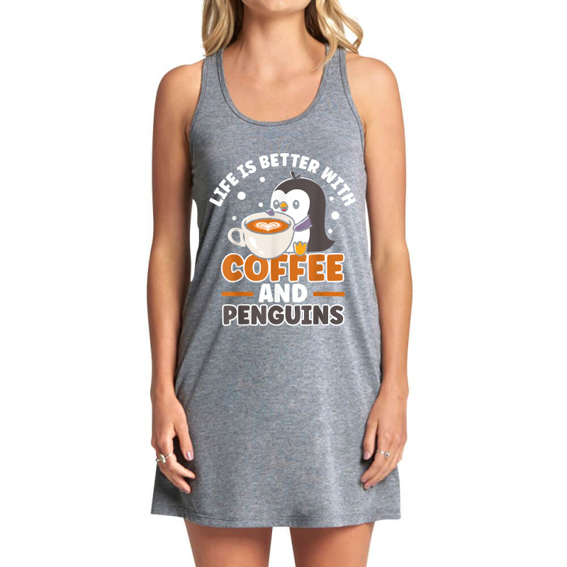 Coffee And Penguin Cute Sea Bird King Emperor Peng Tank Dress by AdleeDerr | Artistshot