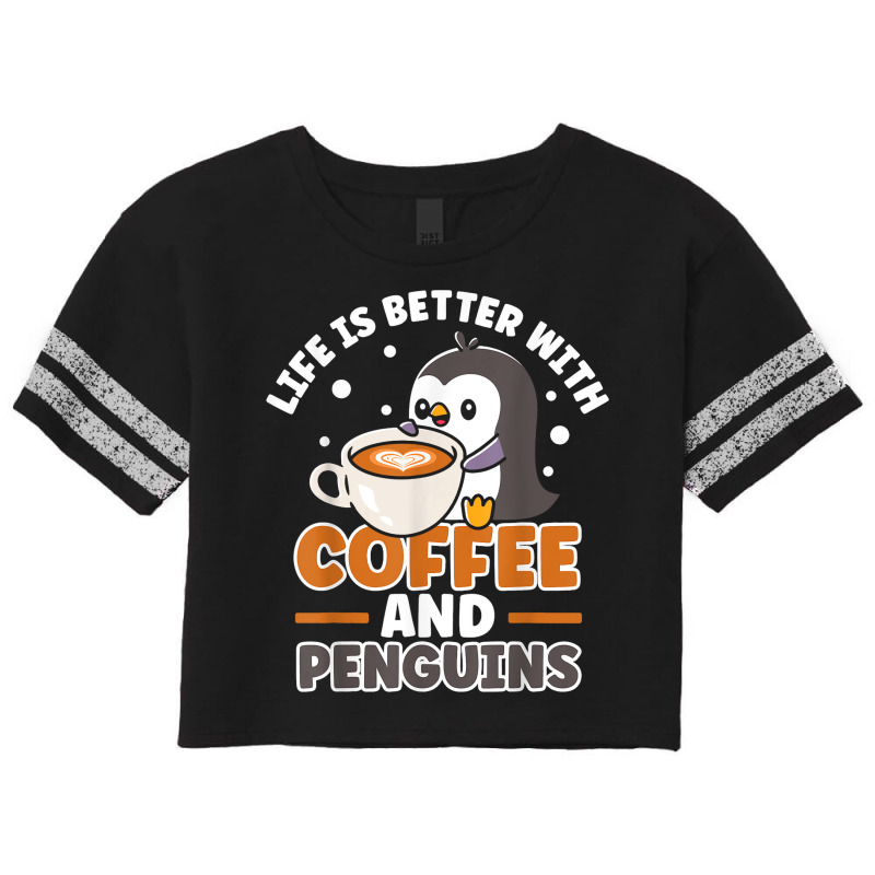 Coffee And Penguin Cute Sea Bird King Emperor Peng Scorecard Crop Tee by AdleeDerr | Artistshot