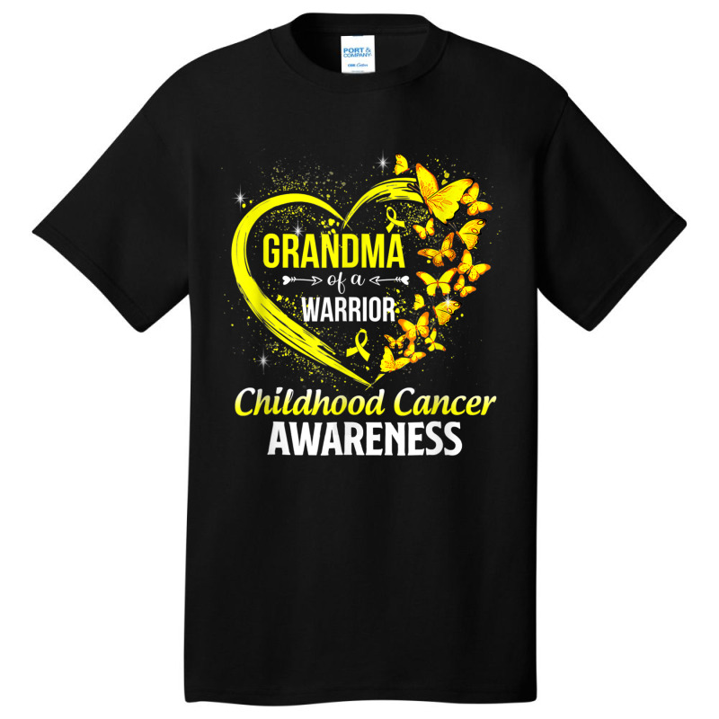 Grandma Of A Warrior Childhood Cancer Awareness Butterfly Basic T-shirt | Artistshot