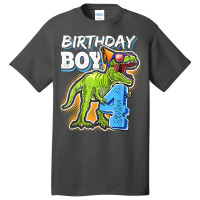 Birthday Boy 4 4th Birthday T Rex Dinosaur Party Gift Boys For Men Wom Basic T-shirt | Artistshot