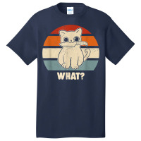 Retro What Cat Knife Meow Kitty Funny Cats Mom And Cat Dad T Shirt Basic T-shirt | Artistshot