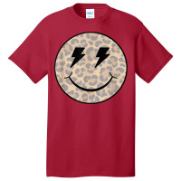 Trendy Leopard Smiley Face Lightning Bolt T Shirt Basic T-shirt | Artistshot