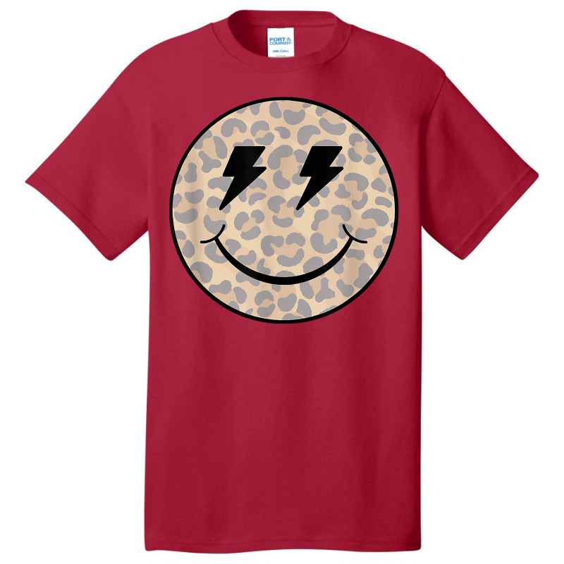 Trendy Leopard Smiley Face Lightning Bolt T Shirt Basic T-shirt by texz | Artistshot