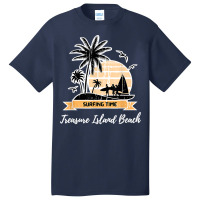 Vintage Treasure Island Beach Lover Palm Trees Surfing Time Basic T-shirt | Artistshot