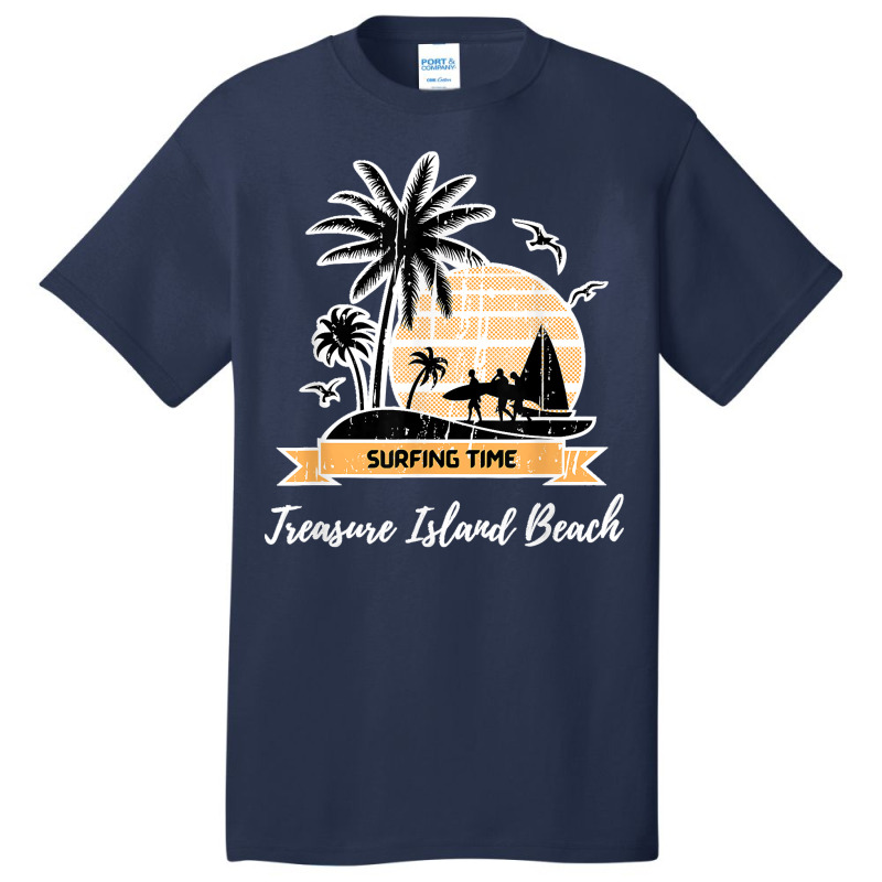 Vintage Treasure Island Beach Lover Palm Trees Surfing Time Basic T-shirt by EaglesonBonnie | Artistshot